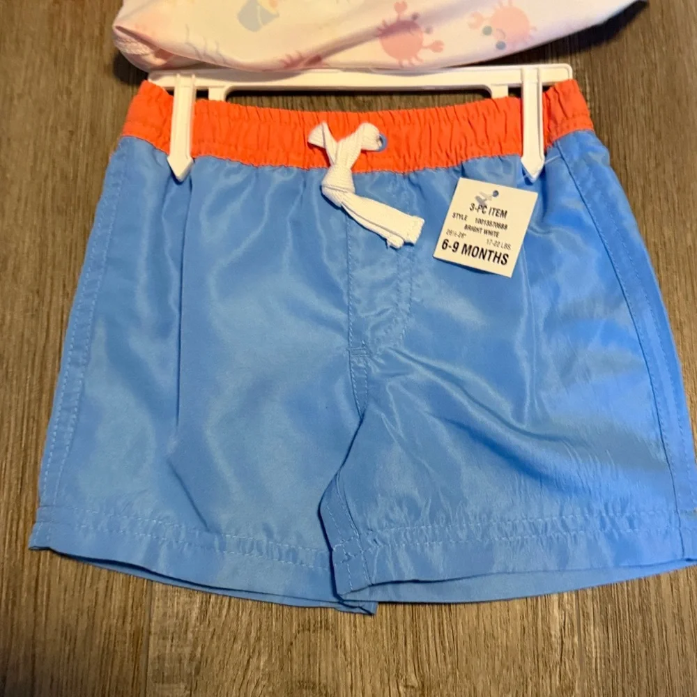 First Impressions Orange & Blue Crab UPF 50 Rashguard Swim Set